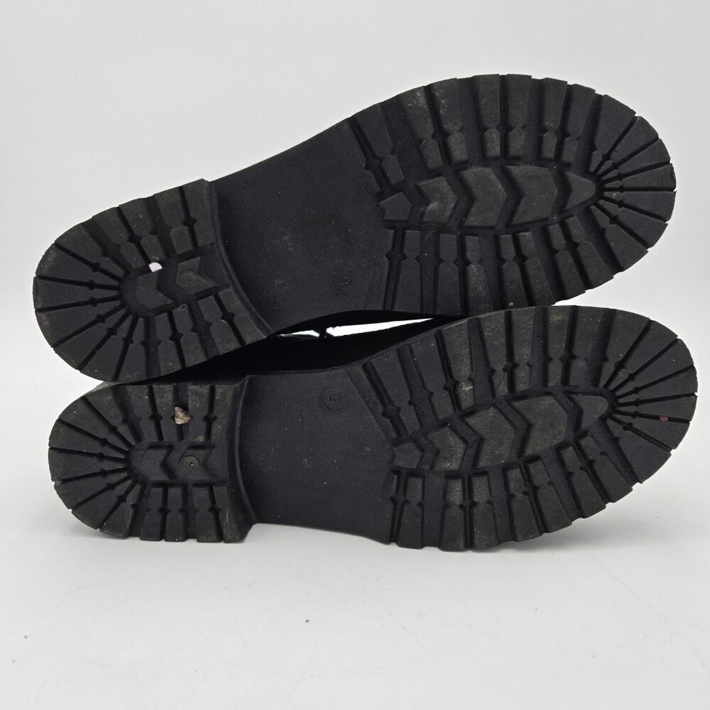 Blue Suede Shoes Boots Womens Black Lace up Faux Suede‎ Size 9 EUC Knit Trim - Picture 6 of 7
